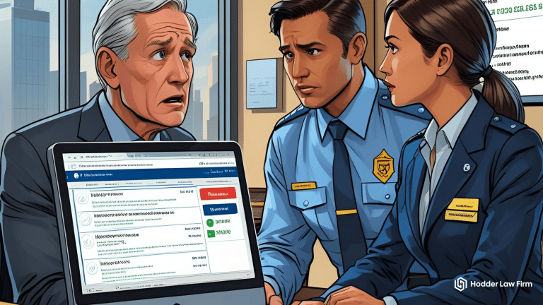 Elderly man meeting with law enforcement and compliance officer to review suspicious cryptocurrency transactions, illustrating FinCEN AML compliance.