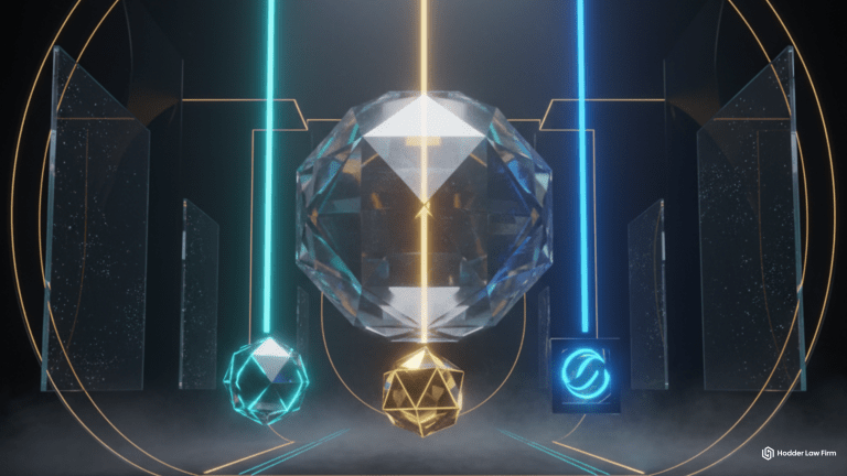Holographic prism refracting light into glowing crypto tokens representing SEC CFTC regulatory clarity