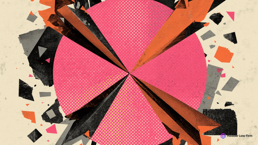 Abstract collage representing Hodder Law's prediction market, stablecoin, and digital asset legal practice